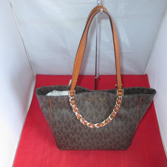 Michael Kors Harper Large N/S MK Signature Tote $298 Brown #013 - Picture 5 of 13